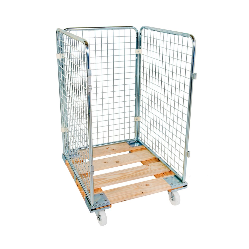 Produktabbildung: Holz-Rollbehälter, 3-seitig, HxBxT außen 1.210 x 724 x 810 mm
