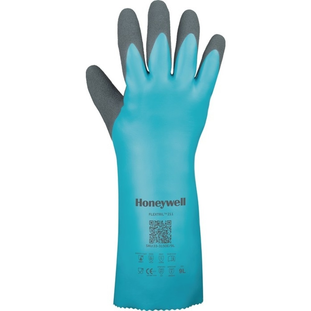 Produktabbildung: HONEYWELL Chemiehandschuhe FLEXTRIL™ 211, Größe 9 grün, EN 388, EN 374, EN 407