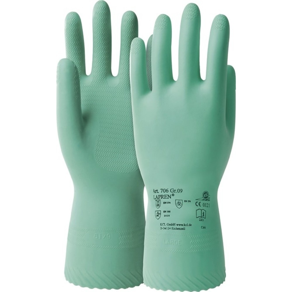 Produktabbildung: HONEYWELL Chemiehandschuh Lapren 706 Gr.9 grün EN