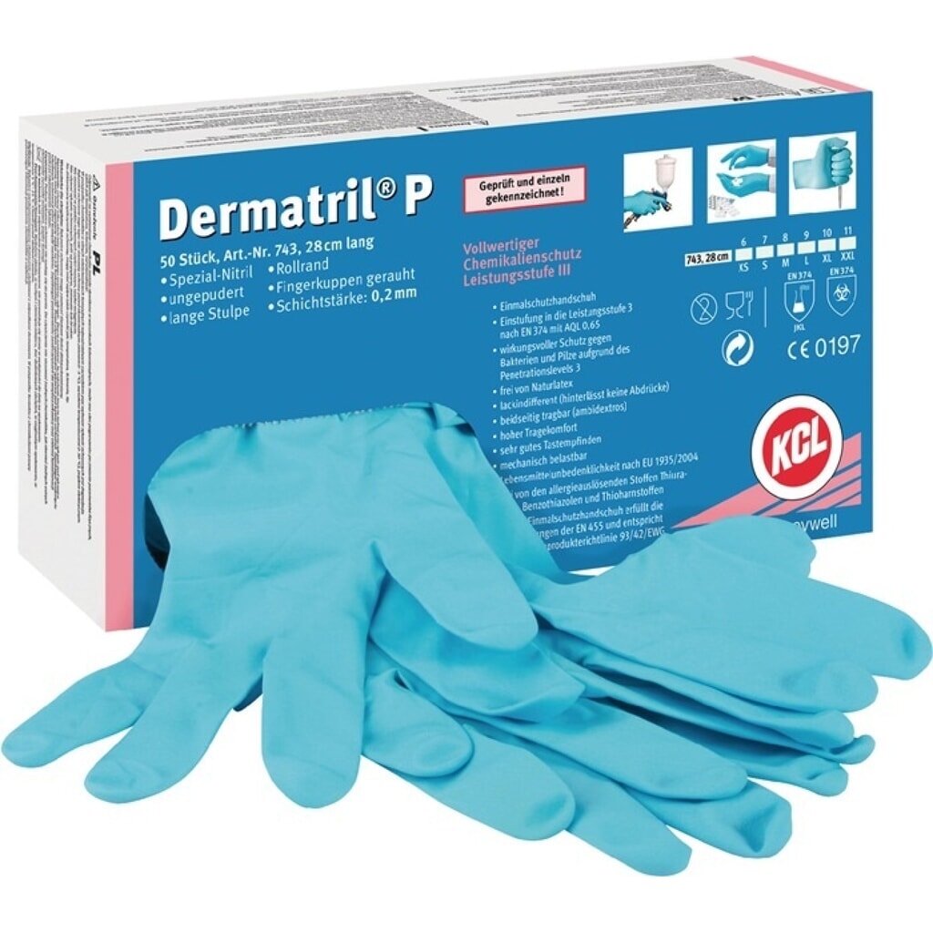 HONEYWELL Einw.-Handsch.Dermatril P 743 Gr.10 blau Produktabbildung: HONEYWELL Einw.-Handsch.Dermatril P 743 Gr.10 blau