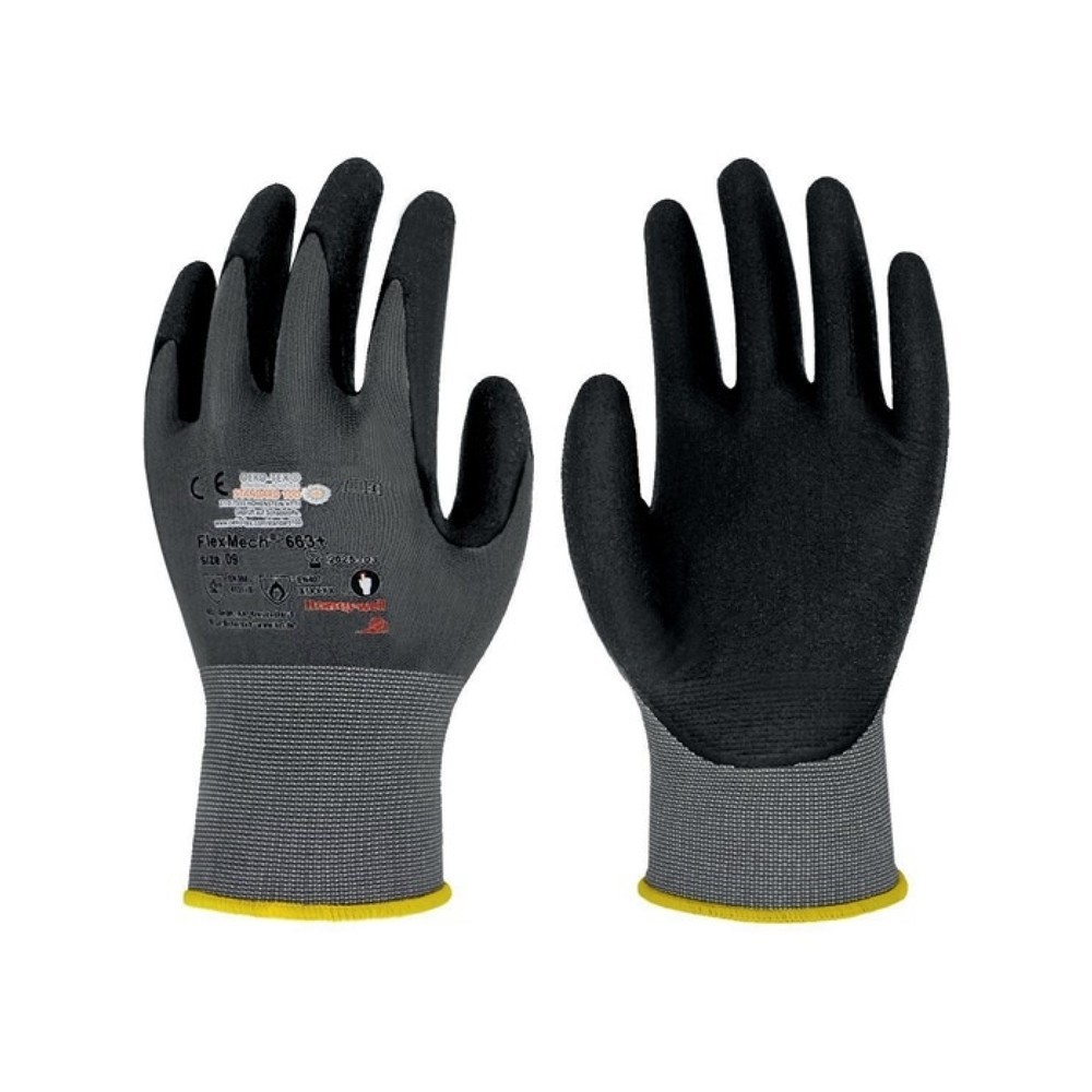 Produktabbildung: HONEYWELL Handschuhe FlexMech 663+, Größe 9 grau/schwarz