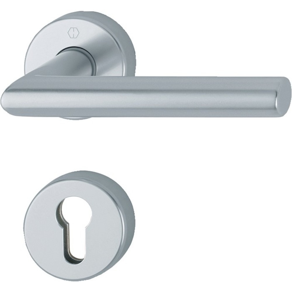 Produktabbildung: HOPPE Feuerschutzgarnitur Amsterdam FS-1400/42H/42HS, für Türstärke 40-65 mm PZ rund, Aluminium F1 D/D, DIN links / rechts