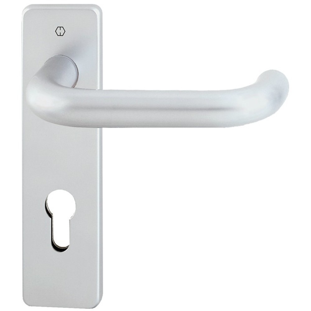 Produktabbildung: HOPPE Feuerschutzgarnitur Paris FS-138F/202K, für Türstärke 40-55 mm PZ käntig, Aluminium F1 D/D, DIN links / rechts