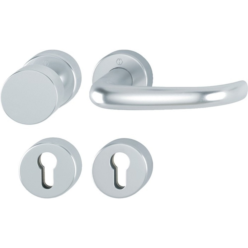 Produktabbildung: HOPPE Feuerschutzgarnitur San Francisco FS-E58/42H/42HS/1301, für Türstärke 40-65 mm PZ rund, Edelstahl F69 D/K, DIN links / rechts