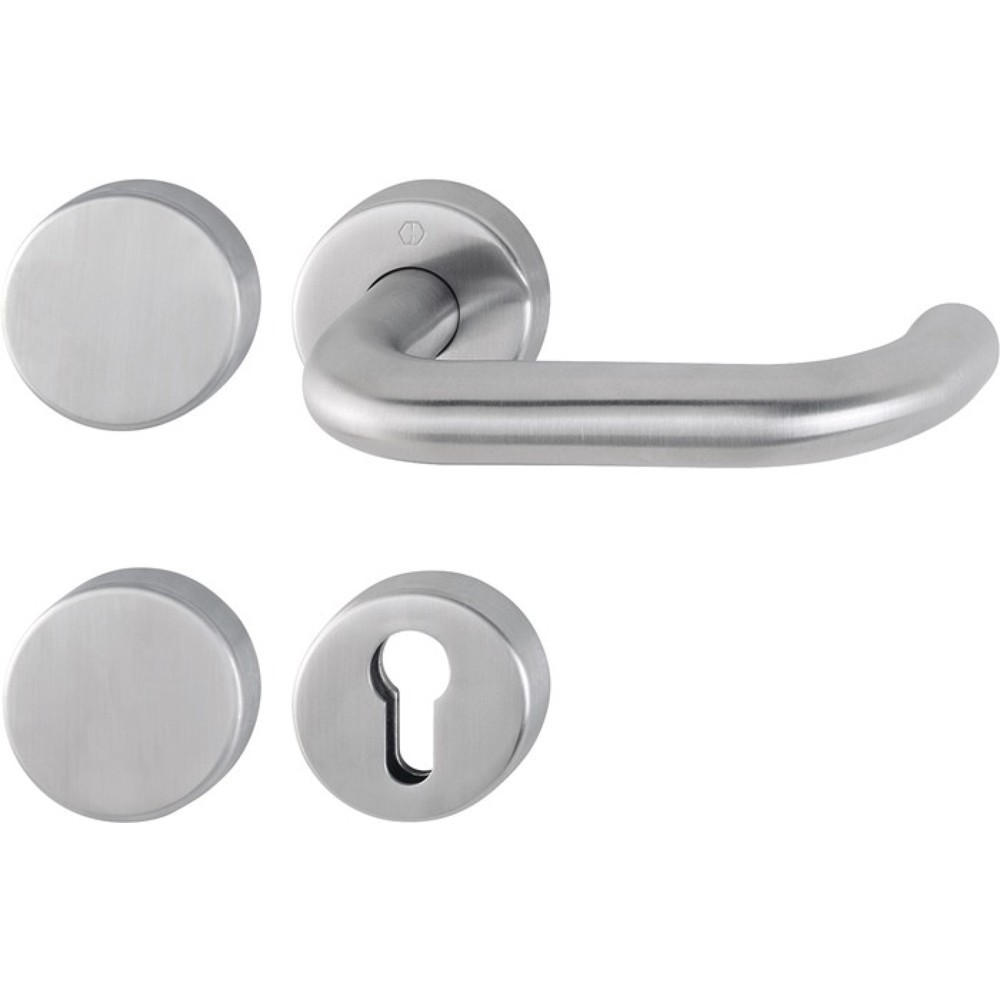 Produktabbildung: HOPPE FS-Garnitur Paris FS-E138/42H/42HS, für Türstärke 40-65 mm PZ / blind rund, Edelstahl F69 -/D, DIN links / rechts