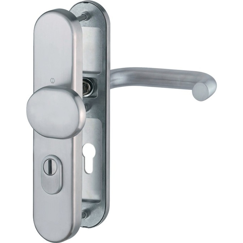 Produktabbildung: HOPPE FS-Schutzgarnitur Paris FS-E86G/3331/3310/138F, für Türstärke 42-47 mm PZ abgerundet, Edelstahl F69 D/K, DIN links / rechts