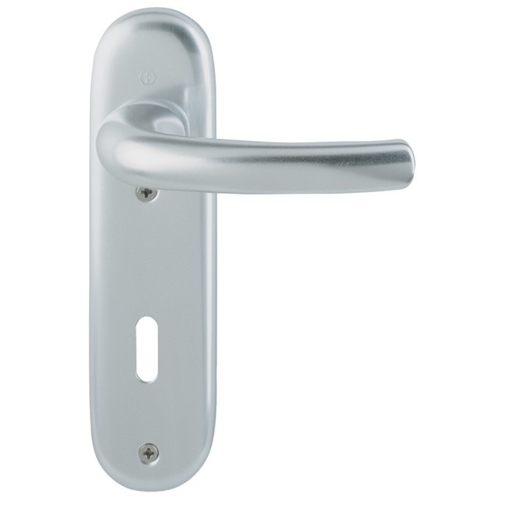 Produktabbildung: HOPPE Kurzschildgarnitur Tôkyô 1710/273KP, OB abgerundet, Aluminium F1, Drückergarnitur
