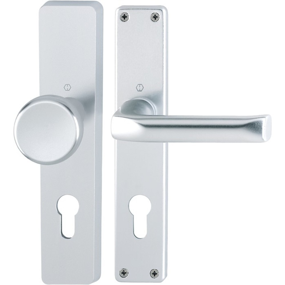 Produktabbildung: HOPPE Langschildgarnitur London 54/227/202SP/113, PZ 72 mm, Aluminium F1, DIN links / rechts
