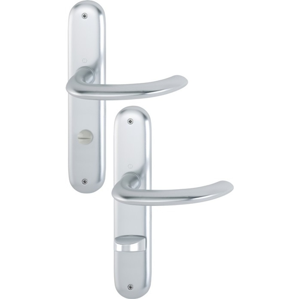 Produktabbildung: HOPPE Langschildgarnitur Marseille 1138/273P, SK/OL 78 mm, Aluminium F1, DIN links / rechts
