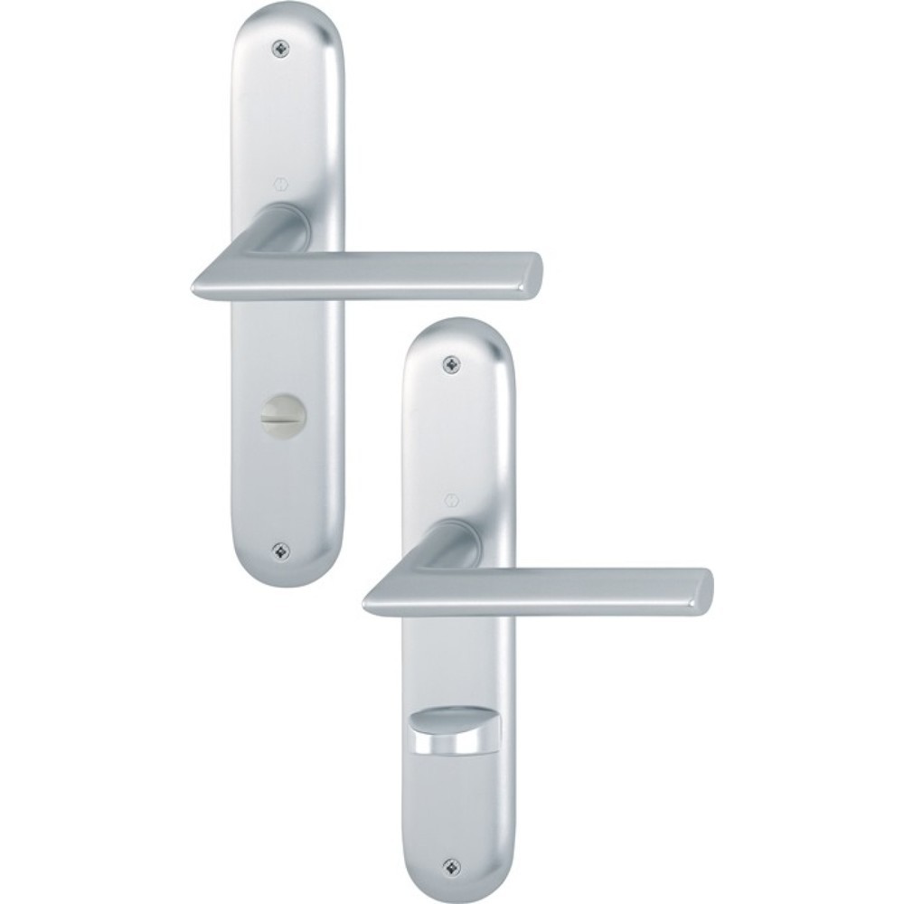Produktabbildung: HOPPE Langschildgarnitur Stockholm 1140/273P, SK/OL 78 mm, Aluminium F1, DIN links / rechts