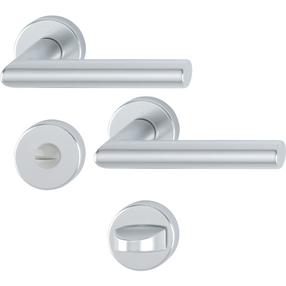 Produktabbildung: HOPPE Rosettengarnitur Amsterdam 1400/42KV/42KVS, rund SK/OL, Aluminium F1, DIN links / rechts D/D