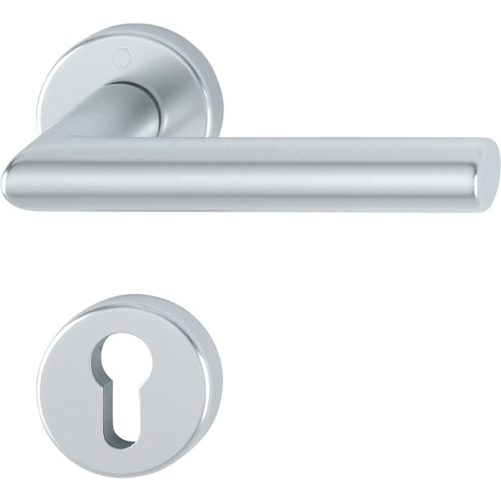 Produktabbildung: HOPPE Rosettengarnitur Amsterdam 1400/42KV/42KVS, rund PZ, Aluminium F1, DIN links / rechts D/D
