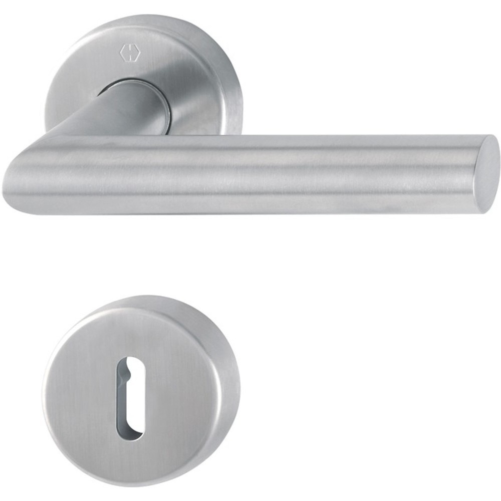 Produktabbildung: HOPPE Rosettengarnitur Amsterdam E1400/42H/42HKVS, rund OB, Edelstahl F69, DIN links / rechts D/D