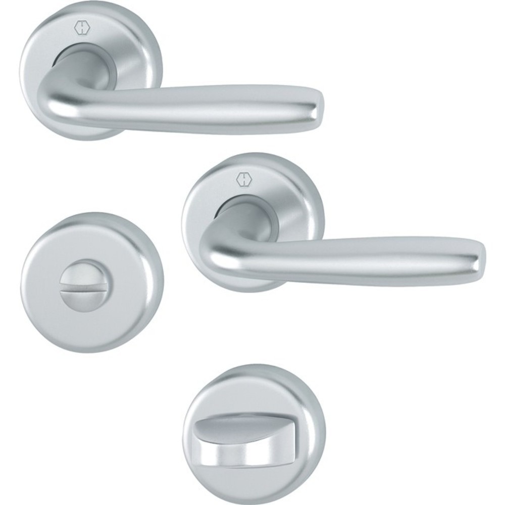 HOPPE Rosettengarnitur Maribor 1766 / 17KV/17KVS, rund SK/OL, Aluminium F1, DIN links / rechts D/D Produktabbildung: HOPPE Rosettengarnitur Maribor 1766 / 17KV/17KVS, rund SK/OL, Aluminium F1, DIN links / rechts D/D