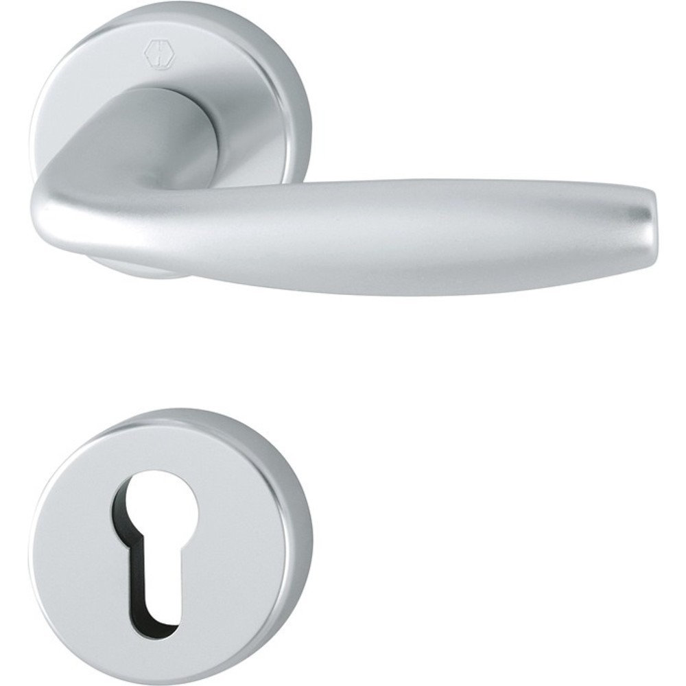 Produktabbildung: HOPPE Rosettengarnitur New York 1810/42KV/42KVS, rund PZ, Aluminium F1, DIN links / rechts D/D
