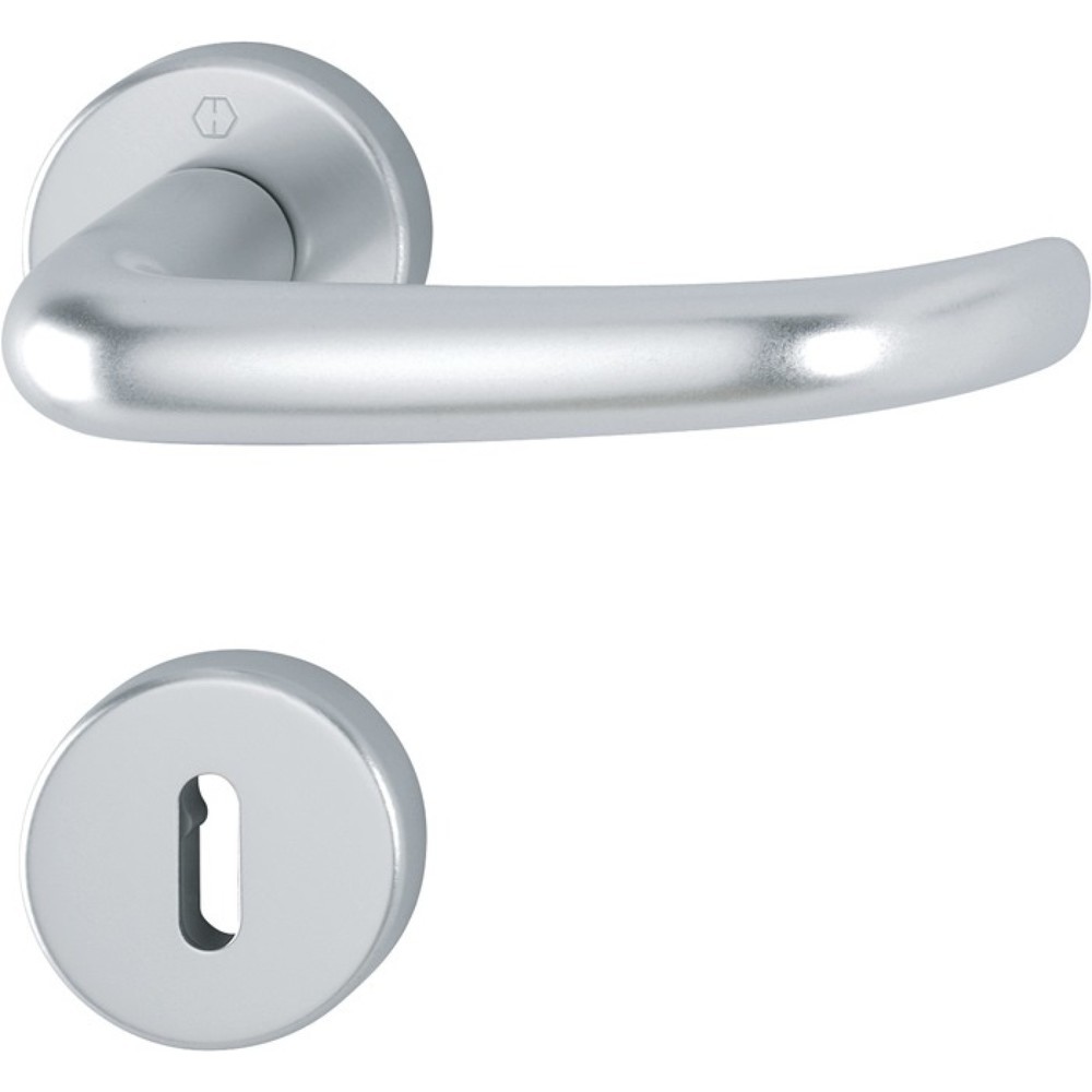Produktabbildung: HOPPE Rosettengarnitur San Francisco 1301/42KV/42KVS, rund OB, Aluminium F1, DIN links / rechts D/D