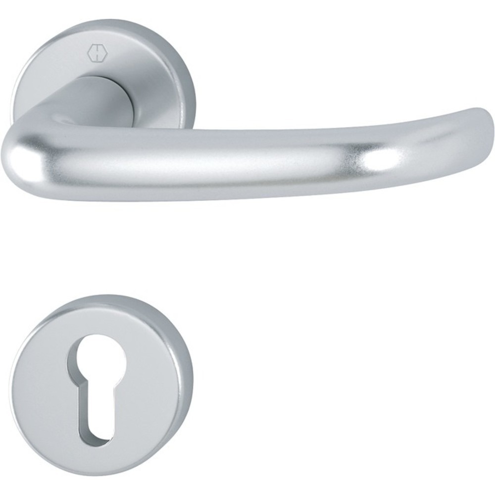 Produktabbildung: HOPPE Rosettengarnitur San Francisco 1301/42KV/42KVS, rund PZ, Aluminium F1, DIN links / rechts D/D