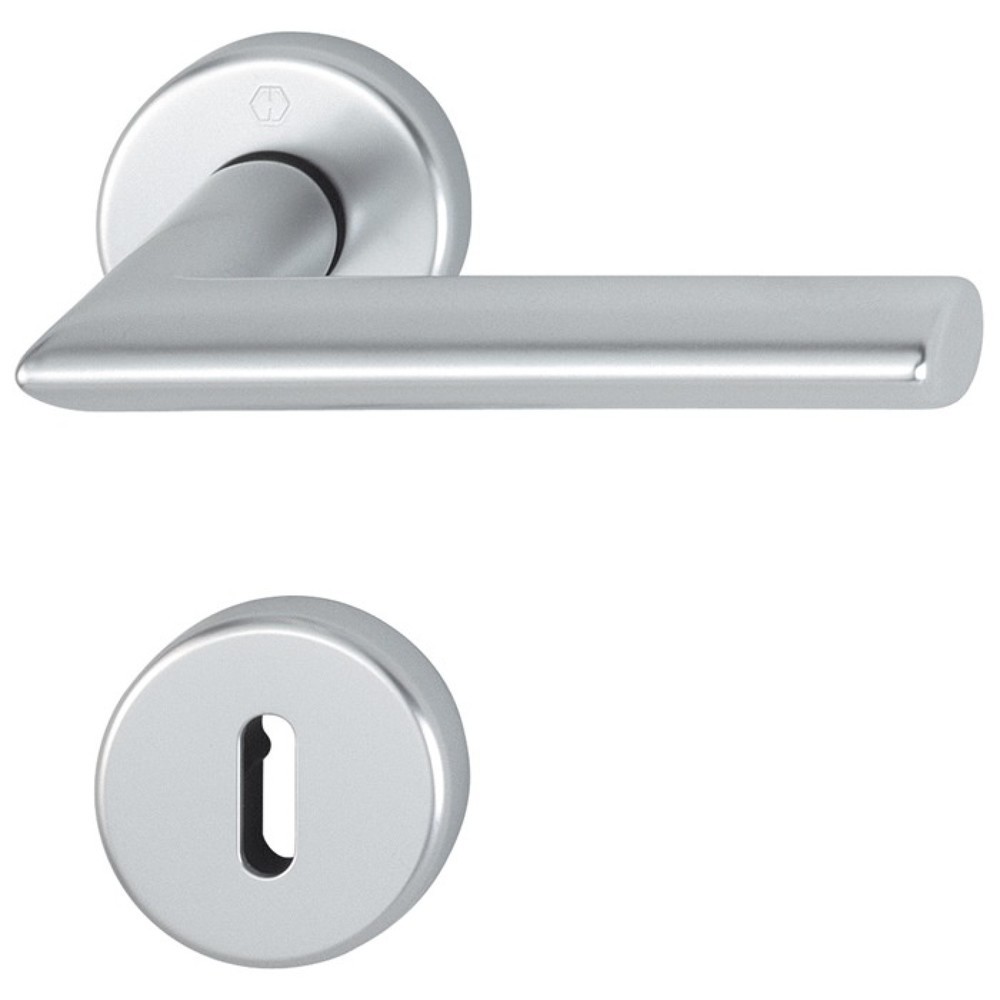Produktabbildung: HOPPE Rosettengarnitur Stockholm 1140/42KV/42KVS, rund OB, Aluminium F1, DIN links / rechts D/D