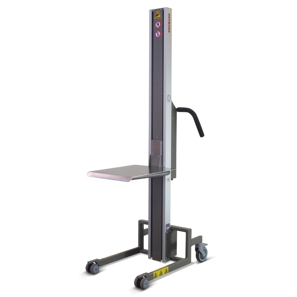 Produktabbildung: HOVMAND Hebelift mit Edelstahl-Plattform + V-Block, Hubbereich 140-1.340 mm, TK 60 kg