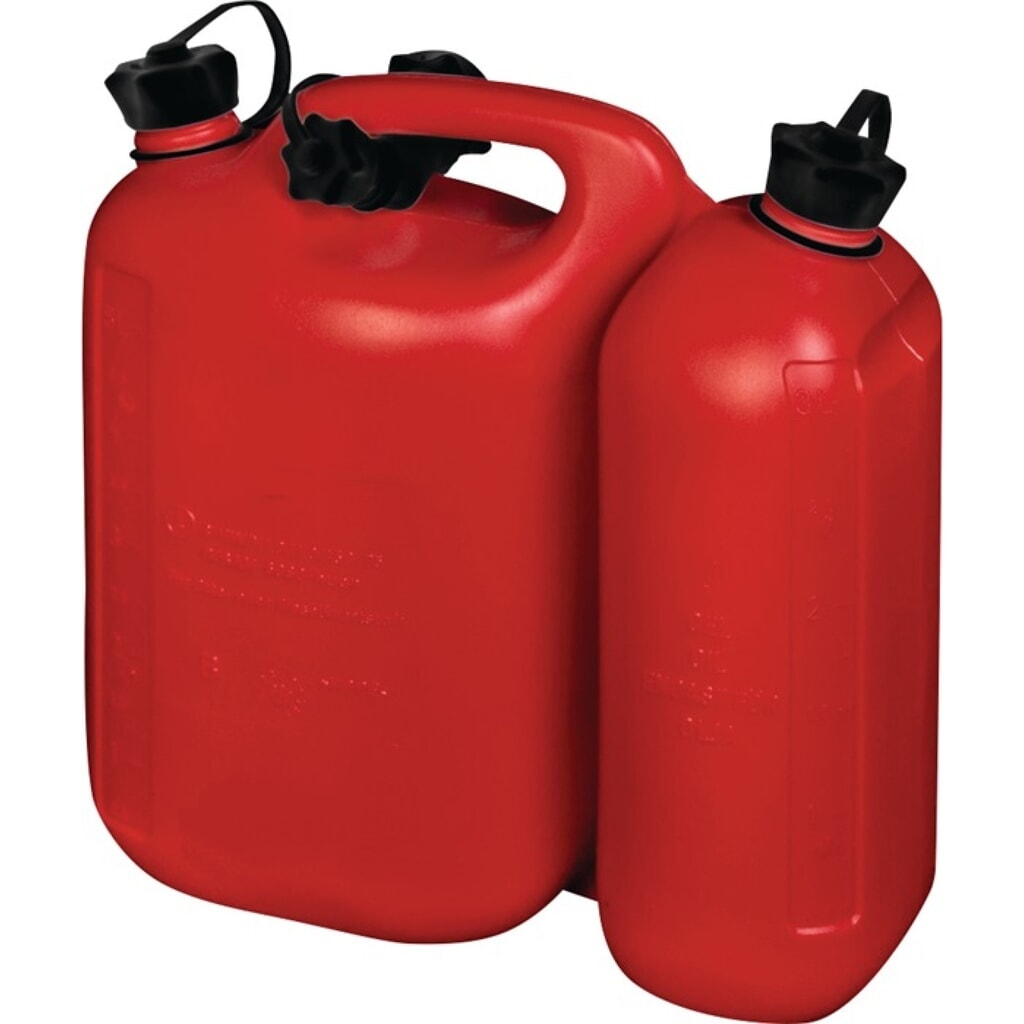 Kraftstoffdoppelkanister Inh.5,5+3l rot HDPE Produktabbildung: Kraftstoffdoppelkanister Inh.5,5+3l rot HDPE