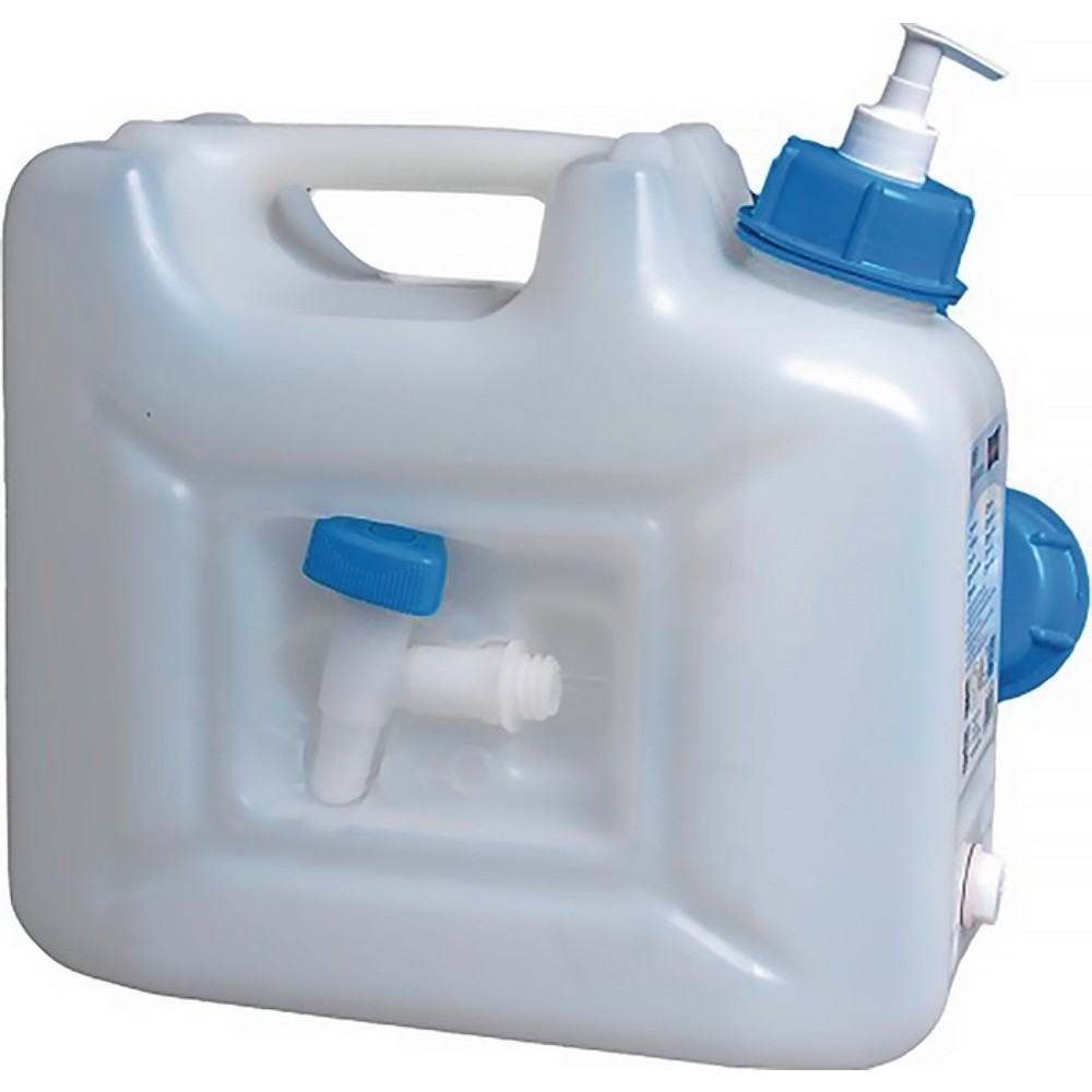 Produktabbildung: HÜNERSDORFF Wasserkanister, 12 l HDPE mit Ablasshahn + Pumpspender, H310x165xT350mm