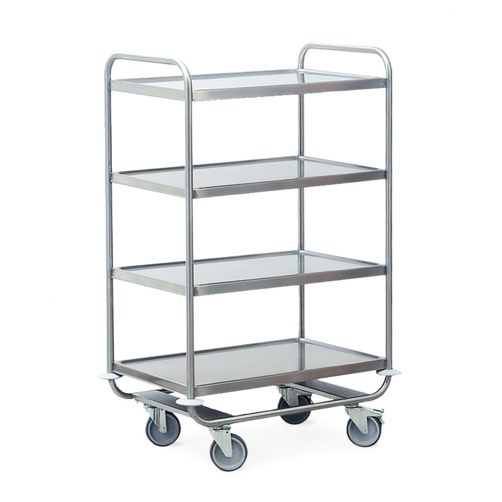 Produktabbildung: HUPFER® Schwerer Servierwagen aus Edelstahl, 4 Etagen à 1.000 x 600 mm