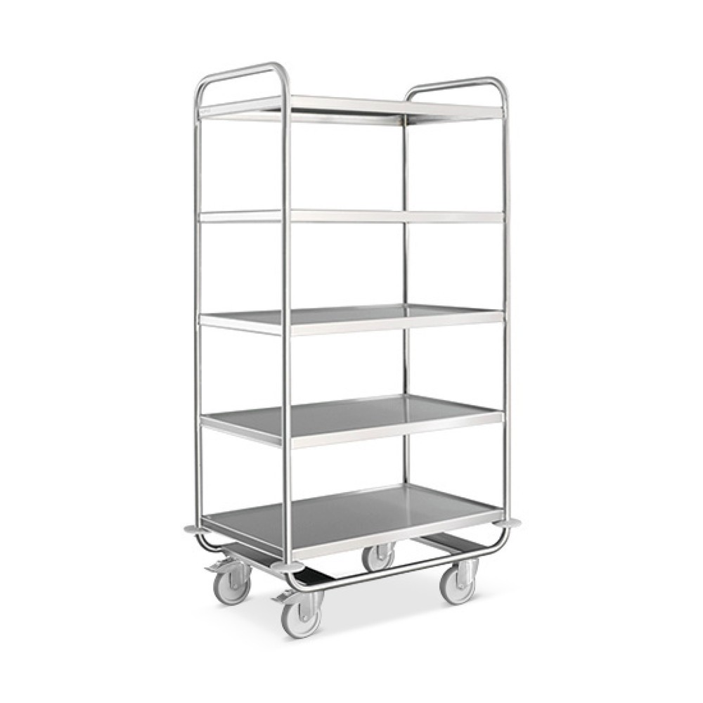 Produktabbildung: HUPFER® Schwerer Servierwagen aus Edelstahl, 5 Etagen à 1.000 x 600 mm