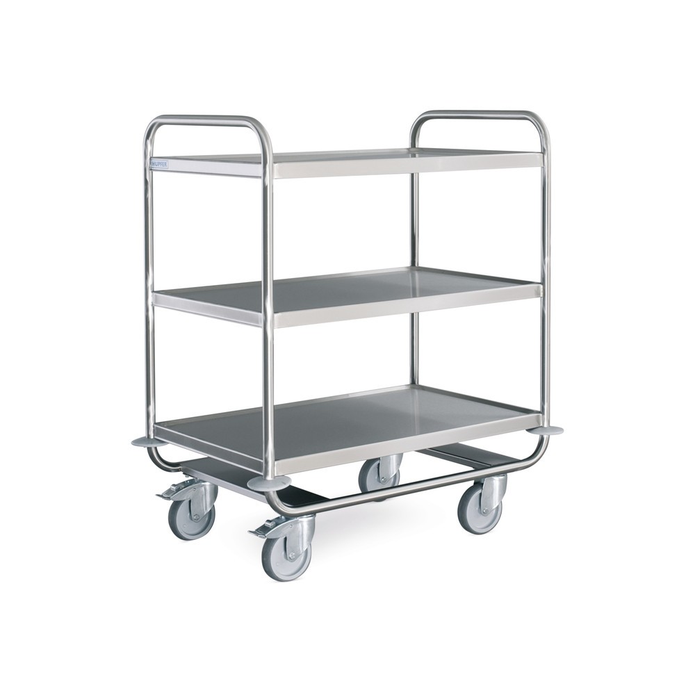 Produktabbildung: HUPFER® Schwerer Servierwagen aus Edelstahl, 3 Etagen à 800 x 500 mm