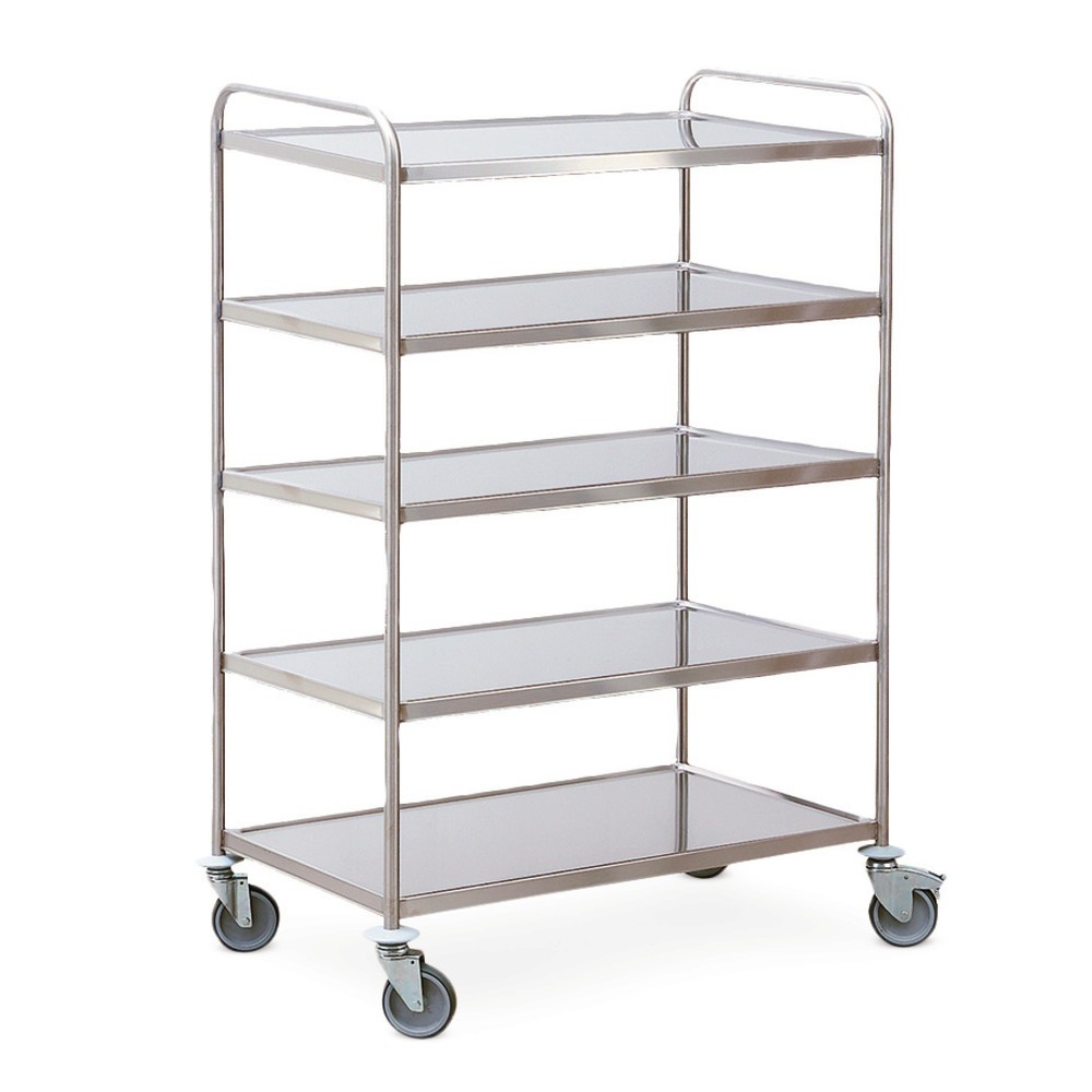 Produktabbildung: HUPFER® Servierwagen aus Edelstahl, 5 Etagen à 800 x 500 mm