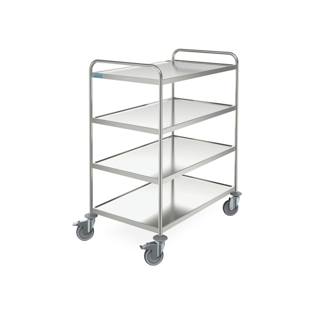 Produktabbildung: HUPFER® Servierwagen aus Edelstahl, 4 Etagen à 800 x 500 mm