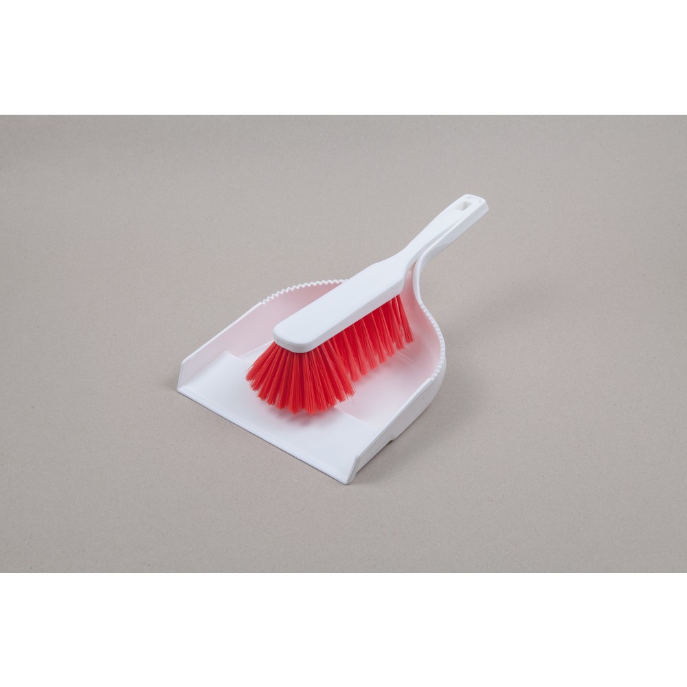 Produktabbildung: Hygiene-Kehrgarnitur, Kunststoff, Polyesterborsten 0.25, weich, rot
