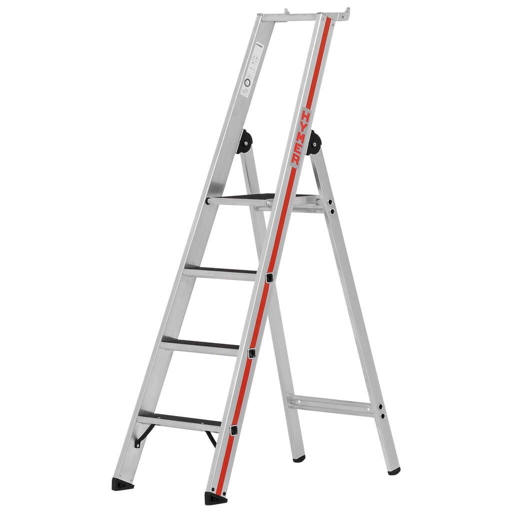 Produktabbildung Nr. 1: HYMER Stufenstehleiter, R13-Beschichtung, mit Plattform, Standhöhe 0,93 m, 4 Sprossen