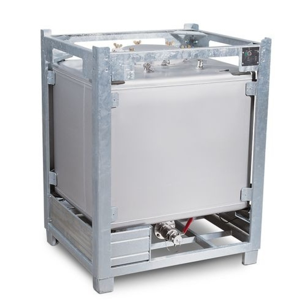 Produktabbildung: IBC aus Edelstahl, 1.000 l, rechteckig