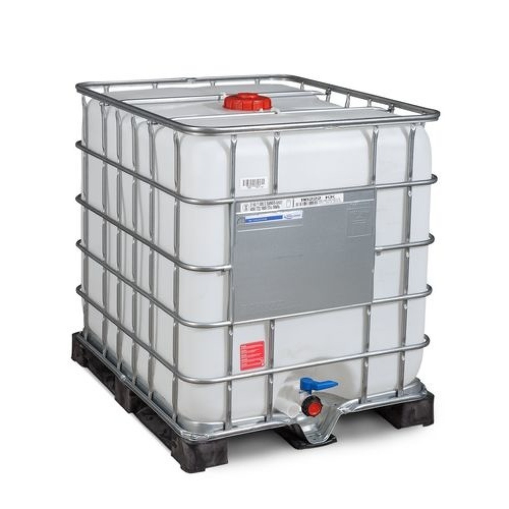 Produktabbildung: IBC, Gefahrgut-Ausführung, PE-Palette, 1.000 l, Öffnung NW150, Auslauf NW50