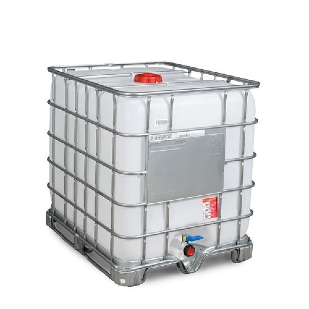 Produktabbildung: IBC Recobulk, Gefahrgut-Ausführung, Stahlkufen, 1.000 Liter, Öffnung NW150, Auslauf NW50