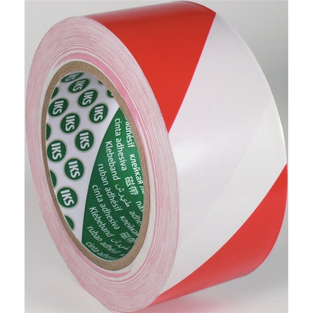 Produktabbildung: IKS Bodenmarkierungsband F33 PVC rot/weiß L.33m B.50mm Rl