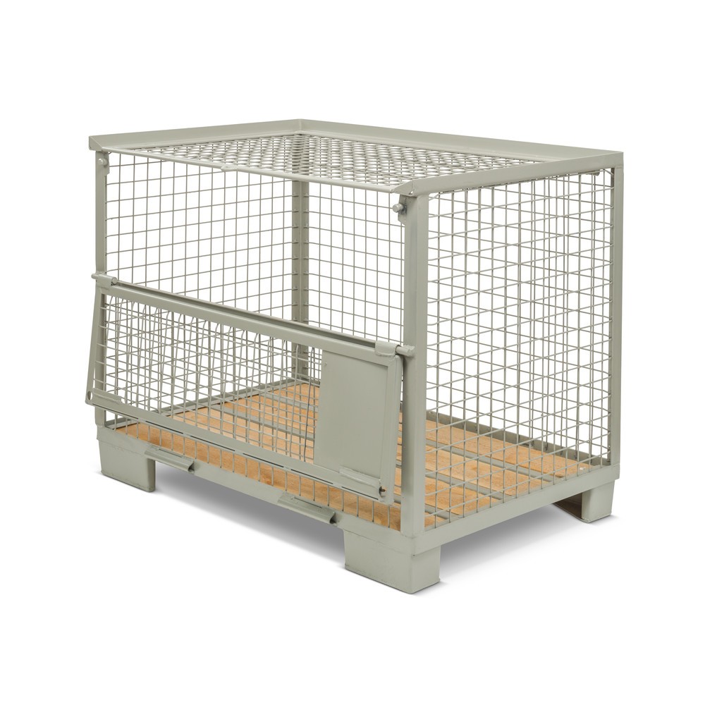 Produktabbildung Nr. 3: Industrie-Gitterbox, halb abklappbare Längswand, Höhe 970 mm, mit Deckel