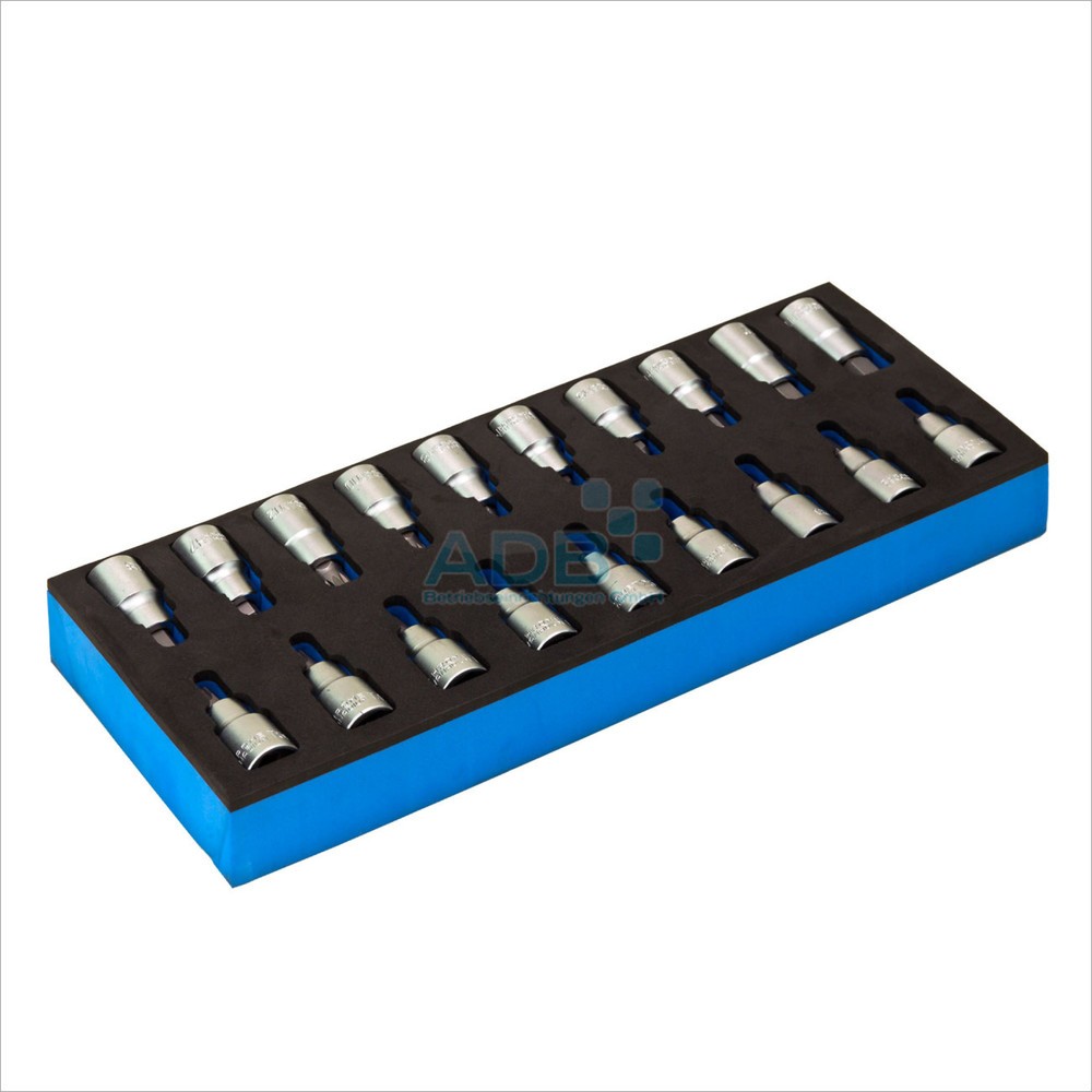 Produktabbildung Nr. 1: Innensechskant-/Innensechsrund-Set 1/2", 19-tlg., Schaumstoff-Modul