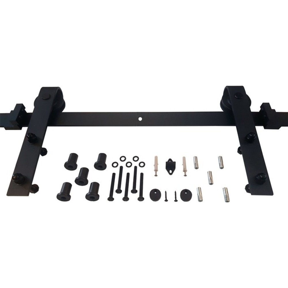 Produktabbildung: INTERSTEEL Schiebesystem 450101, Holztüren 38-40 mm Komplettset, 100 kg 2000 mm schwarz, Wandmontage