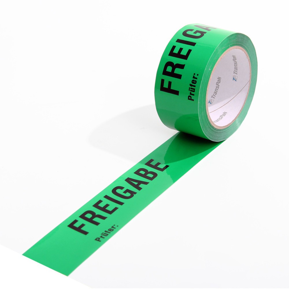 Produktabbildung: ISO-Klebeband, 50mm breit x 66 lfm, grün, Aufdruck "Freigabe", nach DIN EN 9001