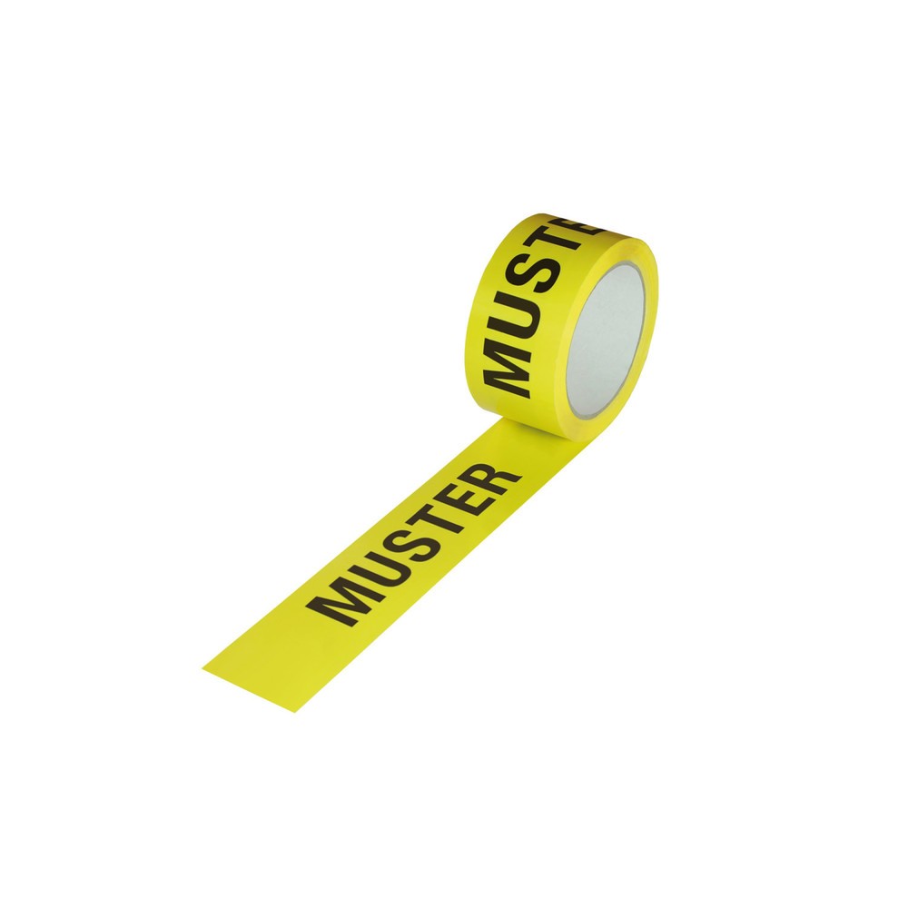 Produktabbildung: ISO-Klebeband PP,  50 mm breit x 66 lfm, 52µ - gelb  Aufdruck "Muster"