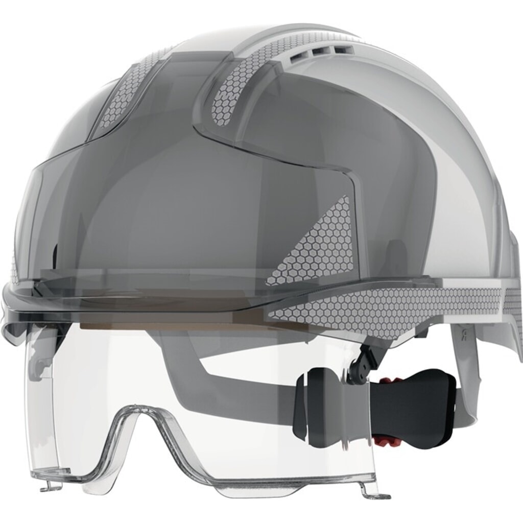 JSP Industriekletterhelm EVO® VISTAlens®, weiß/smoke, ABS Produktabbildung: JSP Industriekletterhelm EVO® VISTAlens®, weiß/smoke, ABS