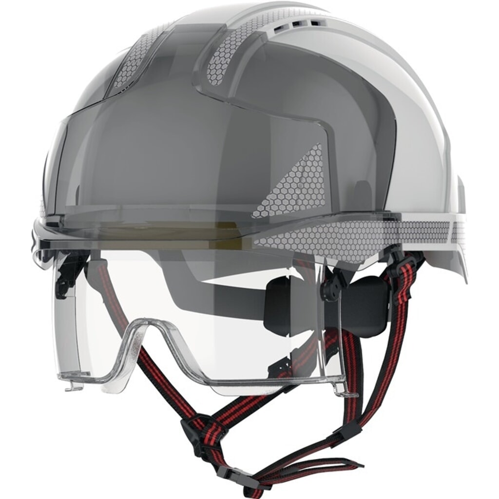 Produktabbildung: JSP Industriekletterhelm EVO® VISTAlens® Dualswitch™, weiß/rauch, ABS