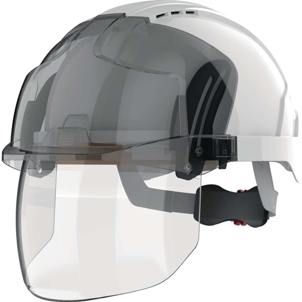 JSP Industriekletterhelm EVO® VISTAshield®, weiß/smoke, ABS Produktabbildung: JSP Industriekletterhelm EVO® VISTAshield®, weiß/smoke, ABS