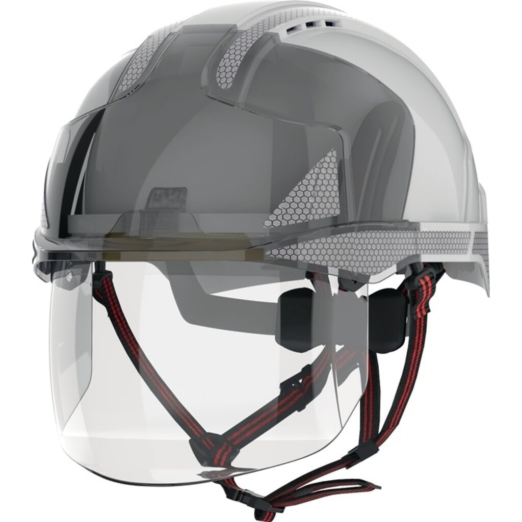 Produktabbildung: JSP Industriekletterhelm EVO® VISTAshield® Dualswitch™, weiß/rauch, ABS
