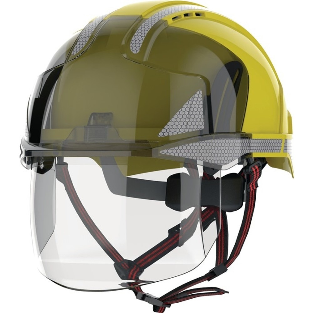 Produktabbildung: JSP Industriekletterhelm EVO® VISTAshield® Dualswitch™, gelb/rauch, ABS