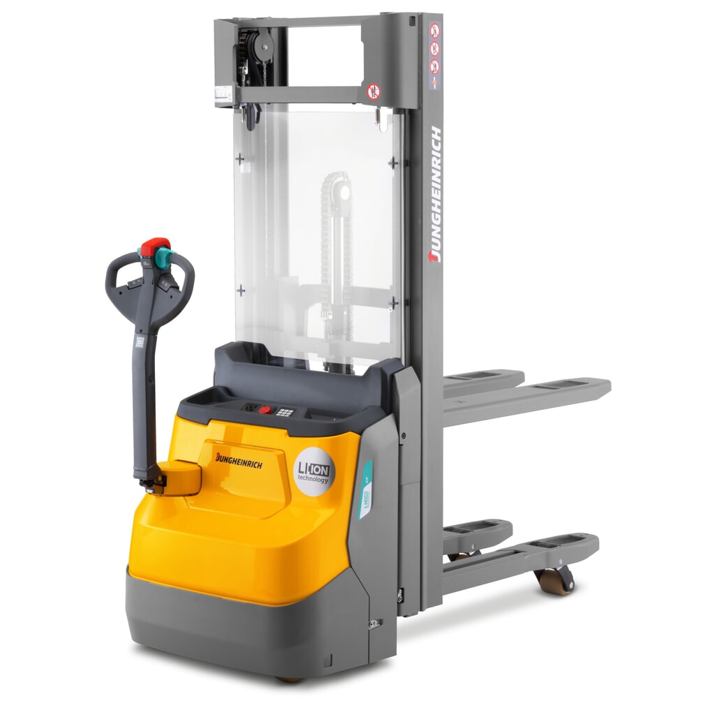 Produktabbildung: Jungheinrich Elektro-Hochhubwagen EJC 110zi ZT, Zweifach-Teleskop Hubgerüst, Hubhöhe 2.390 mm, Tragfähigkeit 1.000 kg, Proportionalhydraulik