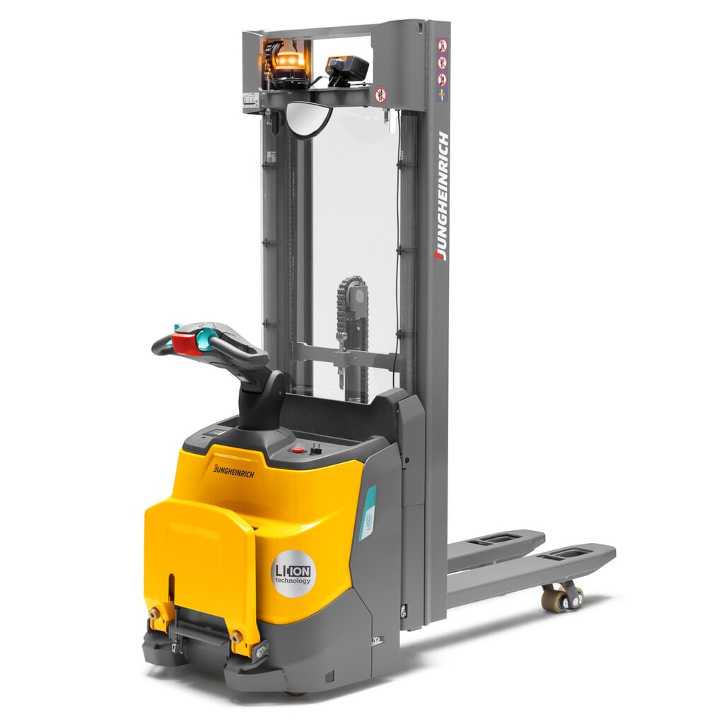 Jungheinrich Elektro-Hochhubwagen ERC 112zi ZZ mit Standplattform, Zweifach-Teleskop-Hubgerüst, Hubhöhe 2.300 mm, Tragfähigkeit 1.200 kg, Proportionalhydraulik Produktabbildung Nr. 1: Jungheinrich Elektro-Hochhubwagen ERC 112zi ZZ mit Standplattform, Zweifach-Teleskop-Hubgerüst, Hubhöhe 2.300 mm, Tragfähigkeit 1.200 kg, Proportionalhydraulik