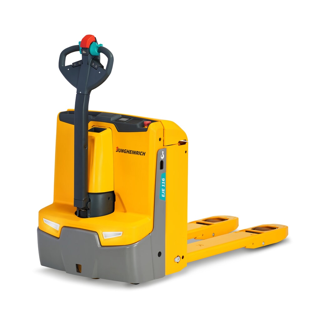 Produktabbildung: Jungheinrich Elektro-Hubwagen EJE 116, Tragfähigkeit 1600 kg, Gabellänge 1150 mm, ergonomische Bedienbarkeit