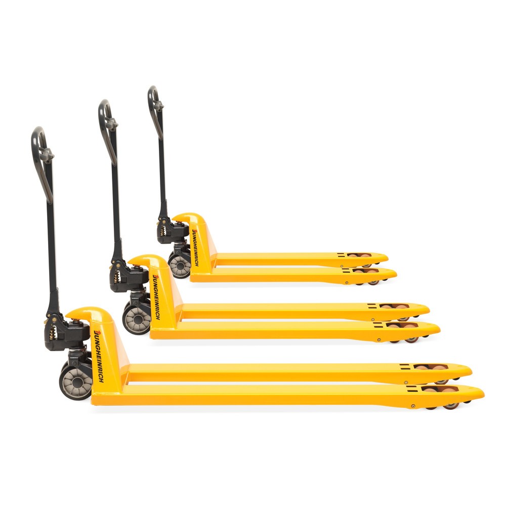 Produktabbildung: Jungheinrich Handhubwagen AM 22 mit Schnellhub, Tragfähigkeit 1.200 kg, Gabellänge 1.900 mm, Vollgummi/Polyurethan, Tandemrollen